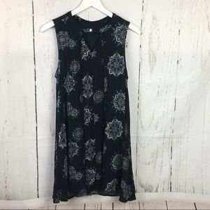 Staccato Black Floral Medallion Print Sleeveless Rayon Tent Dress Women …